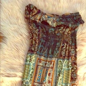 Strapless Printed Dress